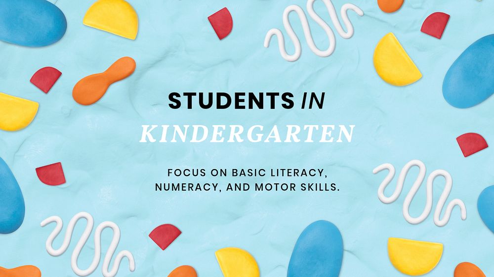 Kindergarten blog banner template, editable abstract plasticine clay design