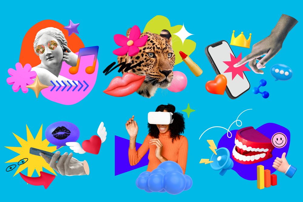 People & 3d lifestyle, editable collage sticker set