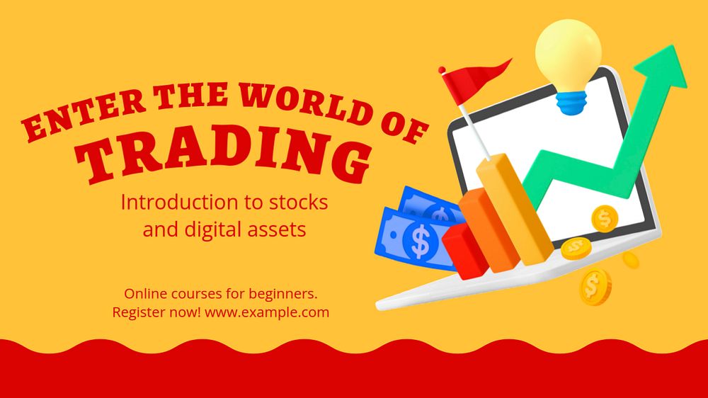 Trading course blog banner template, editable business design