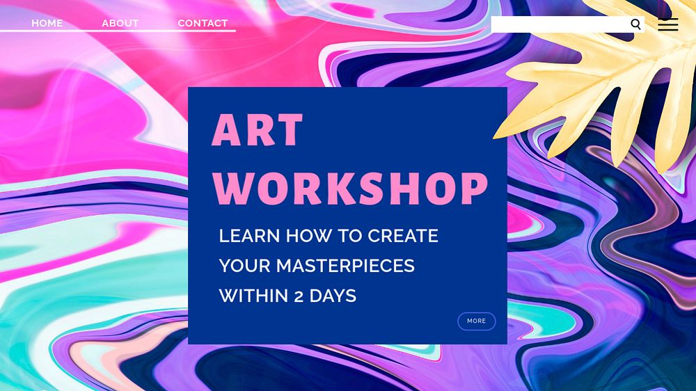 Art workshop blog banner template, colorful fluid art