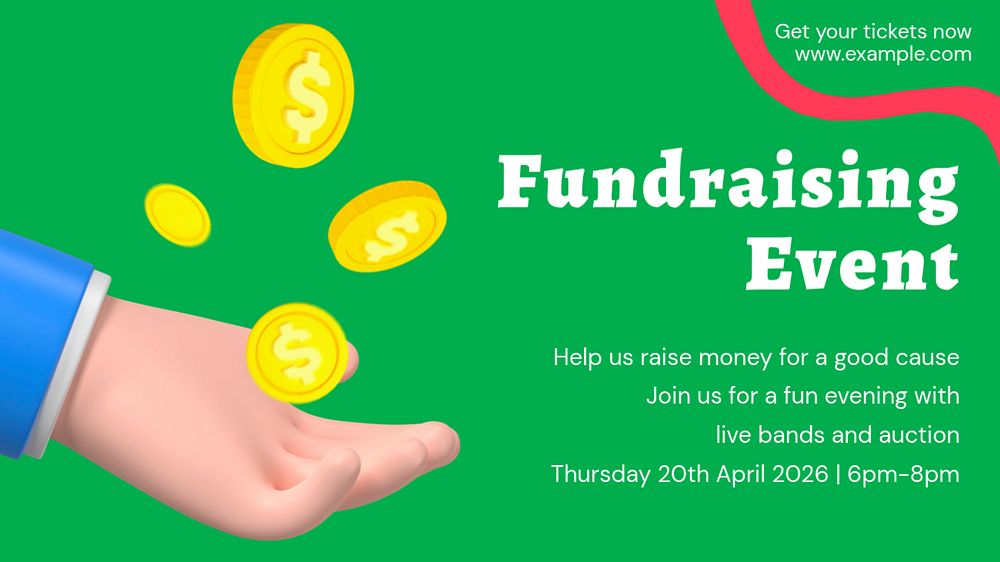 Fundraising event  Facebook cover template, editable business design