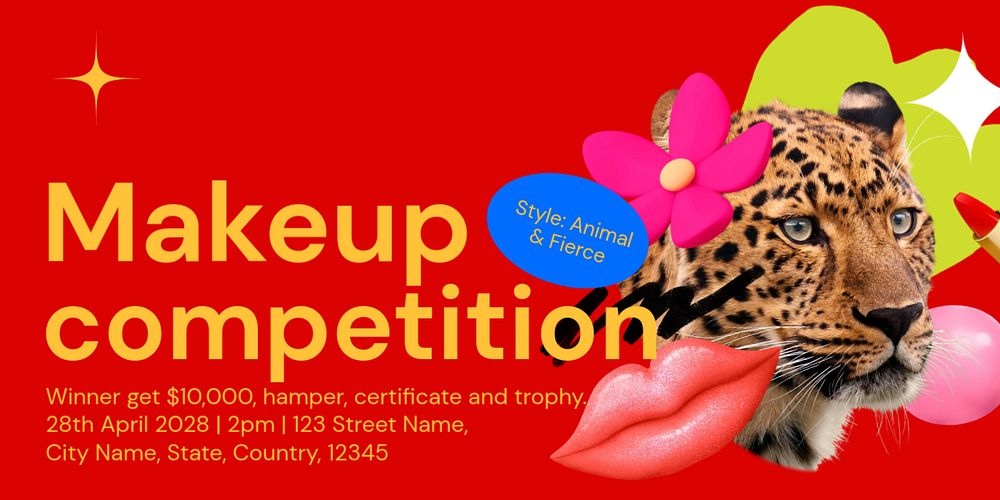 Makeup competition Twitter ad template, editable business design