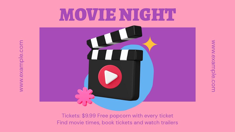 Movie night  Facebook cover template, editable business design