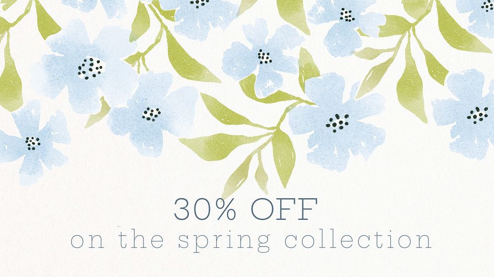 Spring sale blog banner template, editable watercolor design