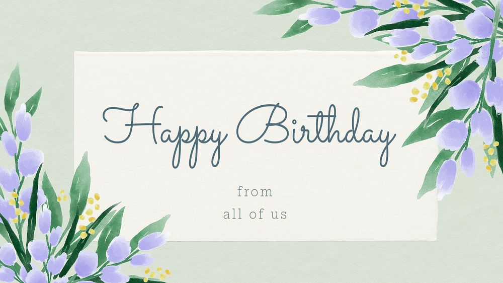 Happy birthday blog banner template, editable watercolor design