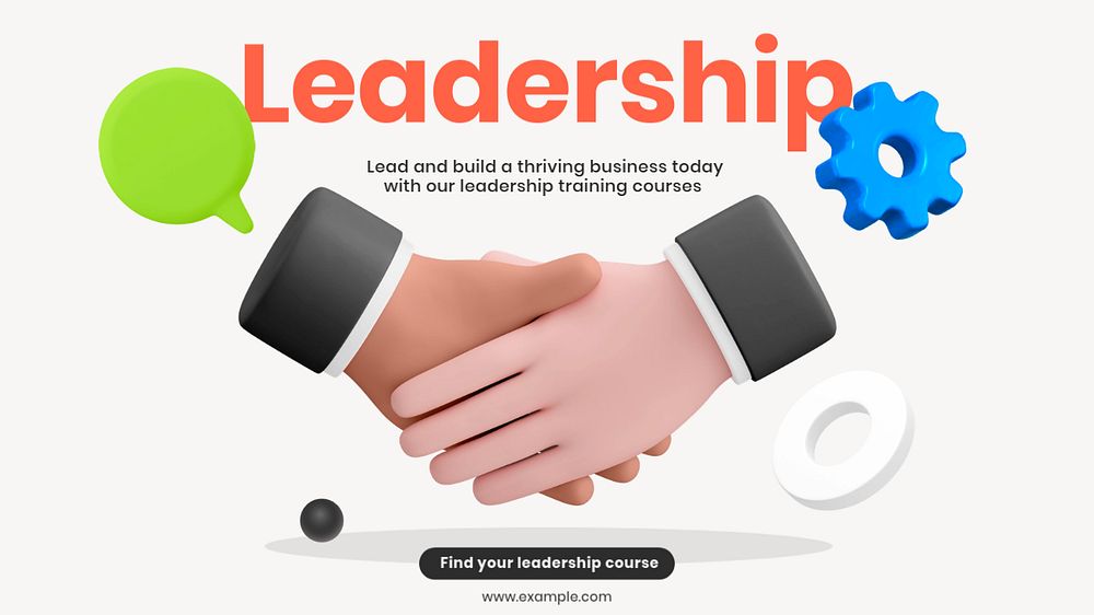 3D leadership blog banner template, editable business design