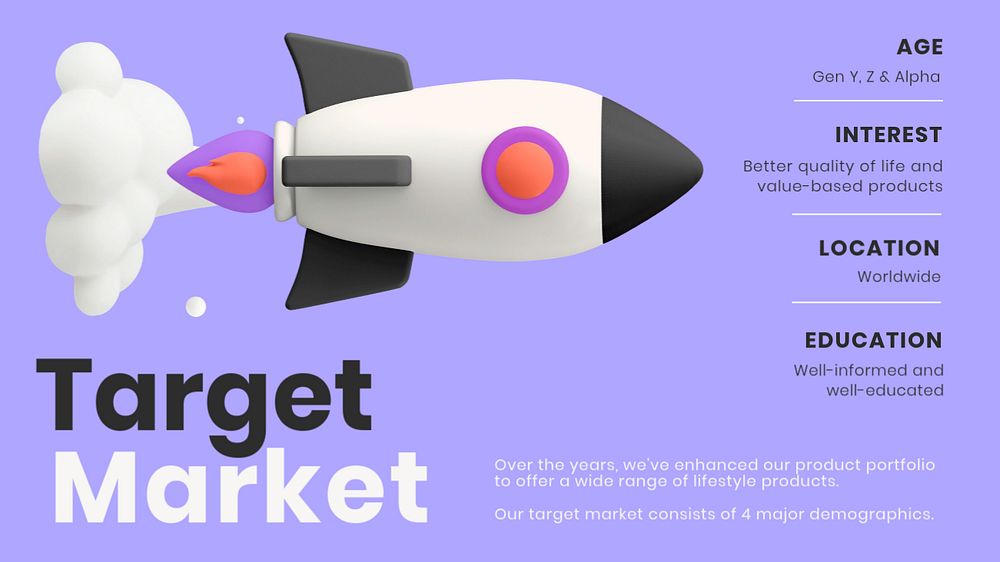 Target market blog banner template, editable 3d design