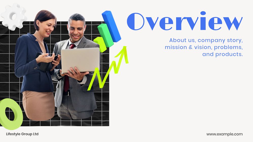 Company overview blog banner template, editable 3d design