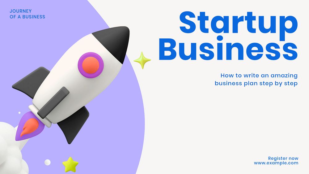 Startup business blog banner template, editable 3d design