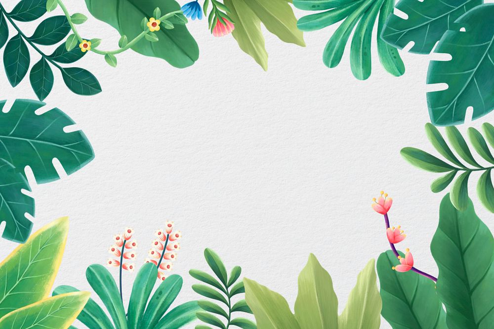 Tropical frame, editable hand-drawn nature remix