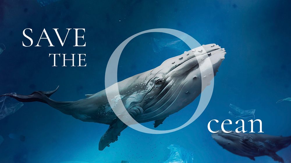 Save ocean Facebook cover template, editable text