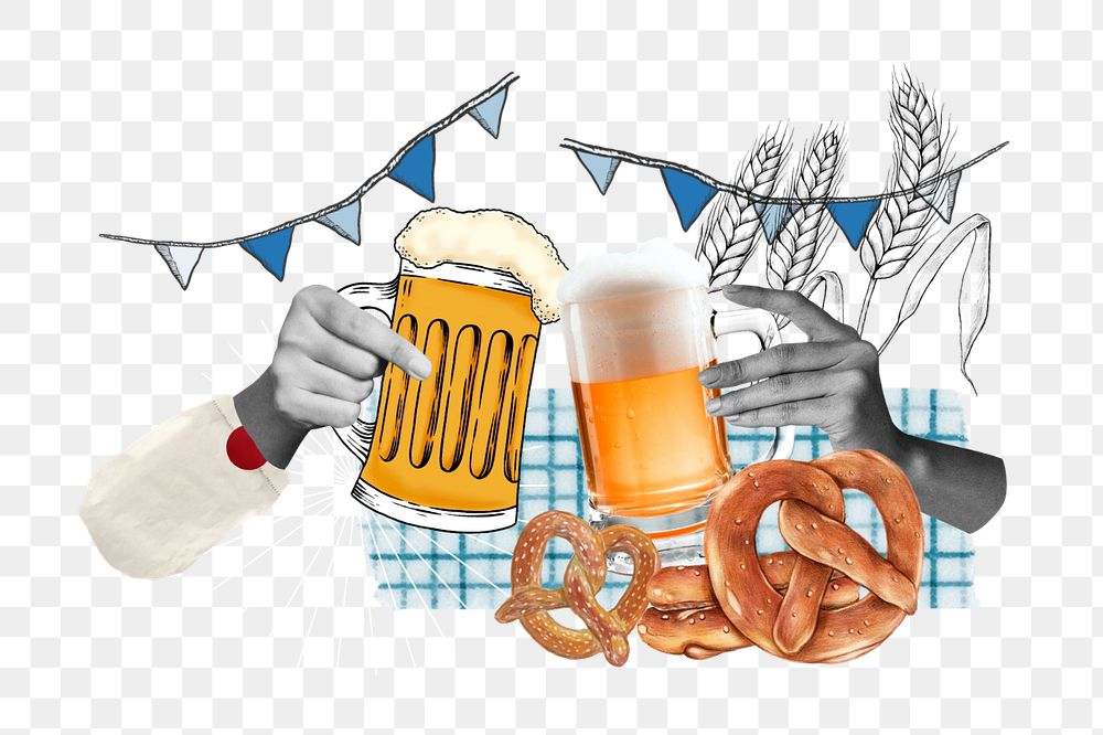 Editable Oktoberfest sticker, festival collage element remix