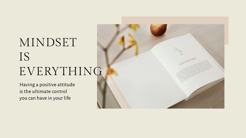 Positive mindset desktop wallpaper template, editable minimal design