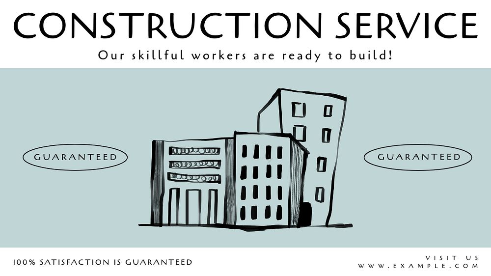 Construction service YouTube thumbnail template, editable design