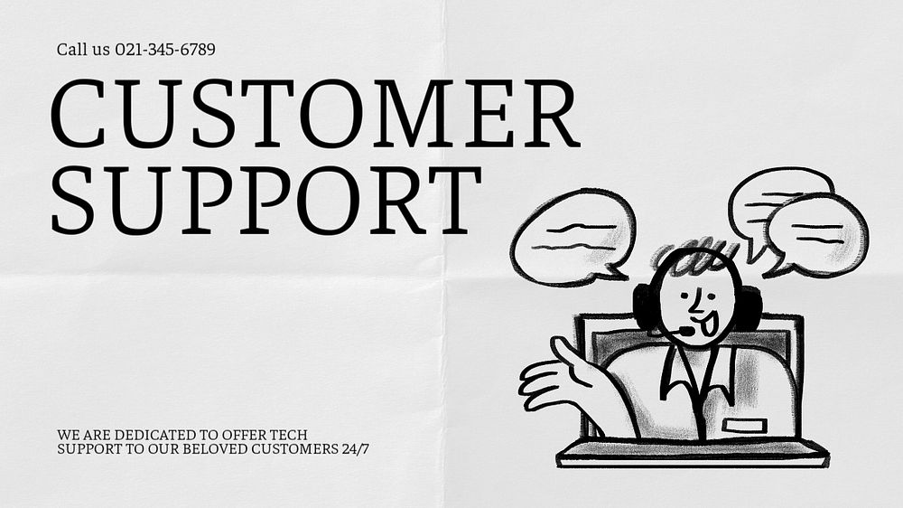 Customer support YouTube thumbnail template, editable design