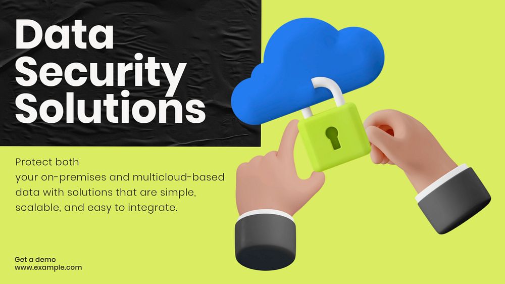 Data security solutions blog banner template, editable 3d design