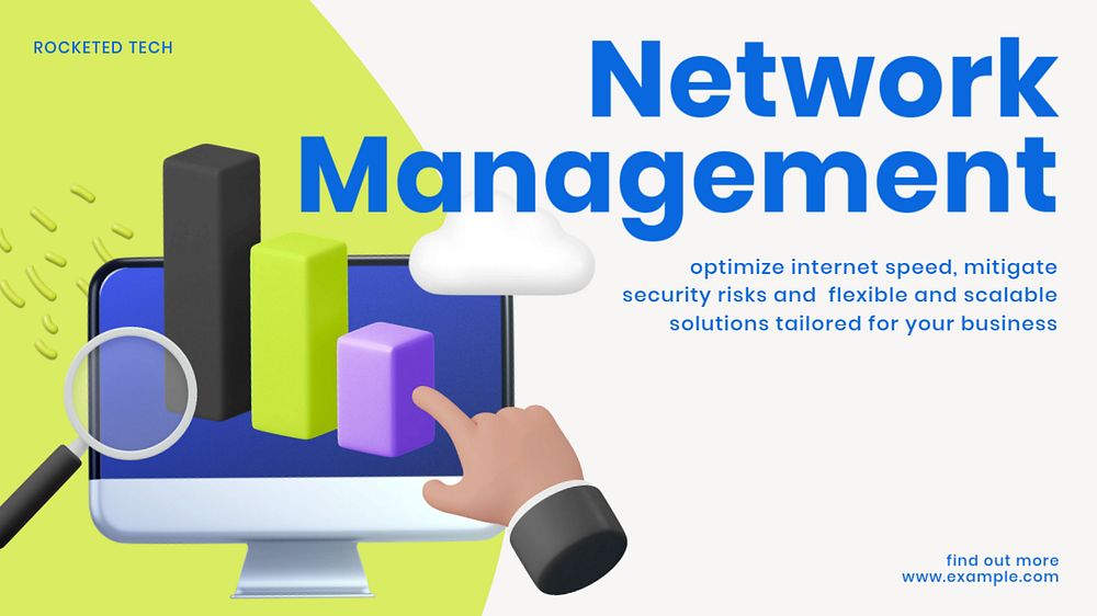 Network management blog banner template, editable 3d design