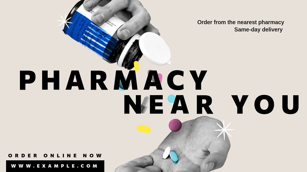 Medication delivery blog banner template, editable collage remix