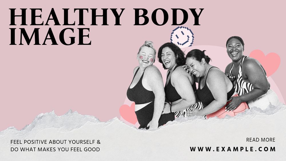 Body image blog banner template, editable collage remix