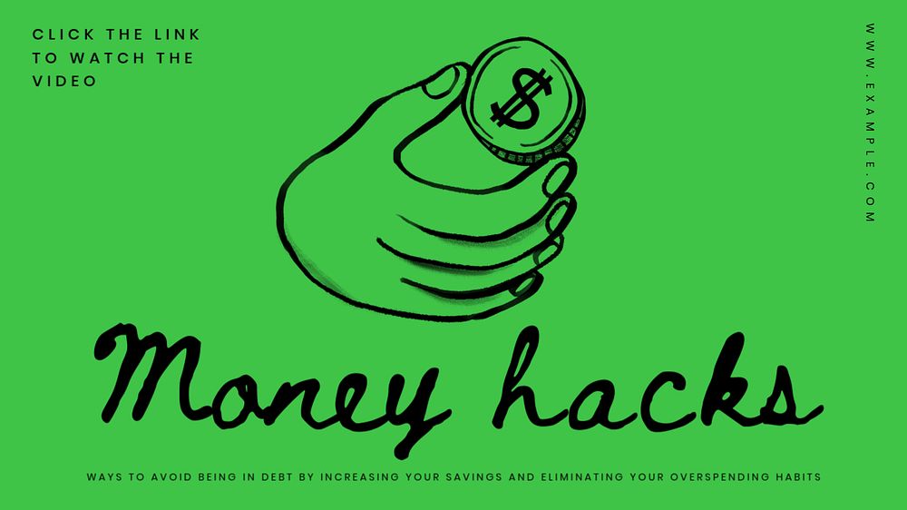 Money hacks blog banner template, editable design