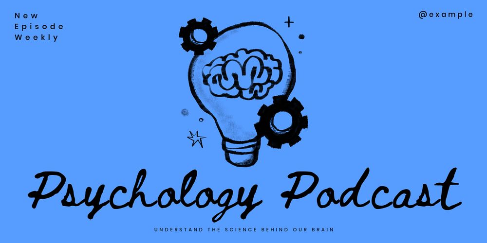 Psychology podcast Twitter ad template, editable design