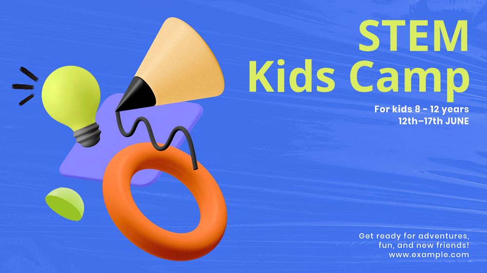 STEM camp blog banner template, editable 3d design