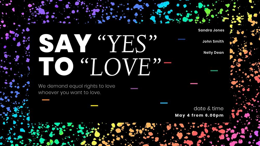 Pride event Facebook cover template, customizable design for lgbt rights