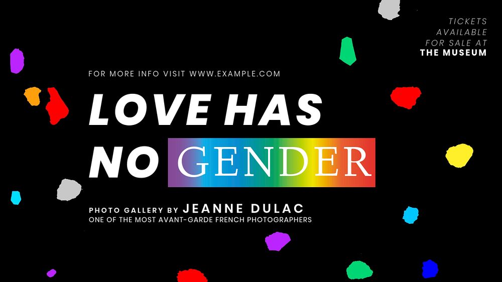 Genderless love Facebook cover template, customizable design for Pride Month