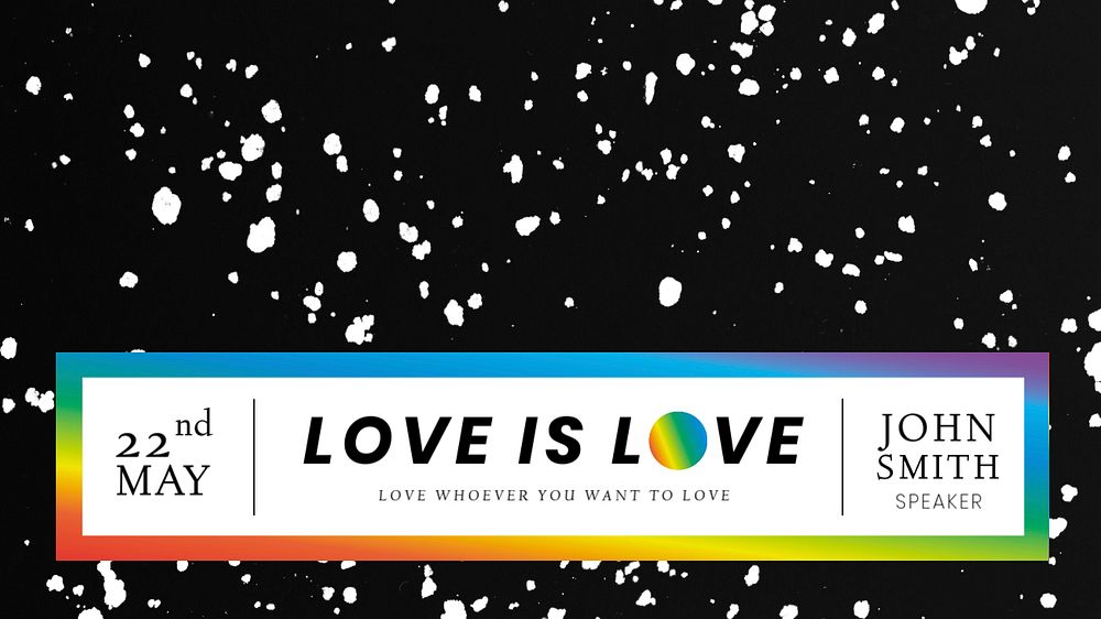 LGBTQ event Facebook cover template, customizable design for Pride Month