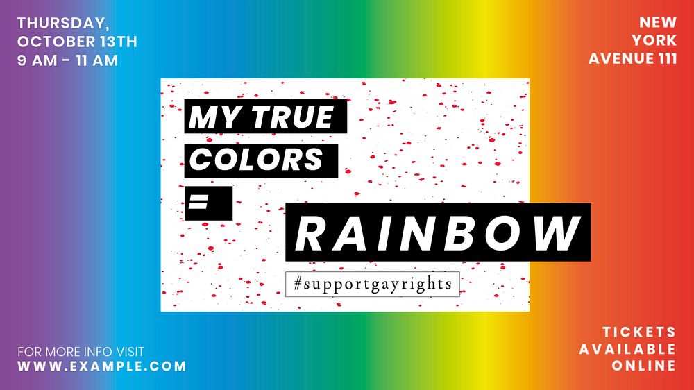 True colors Facebook cover template, customizable design for Pride Month