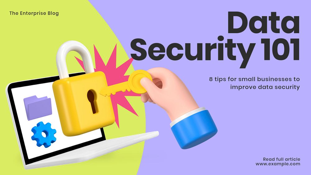 3D data security blog banner template, editable technology design