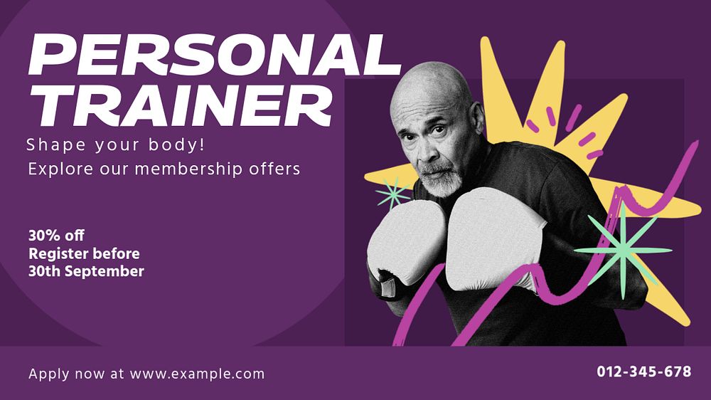 Personal trainer blog banner template, editable collage remix