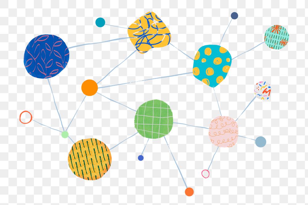 Connecting dots sticker, editable network collage element remix