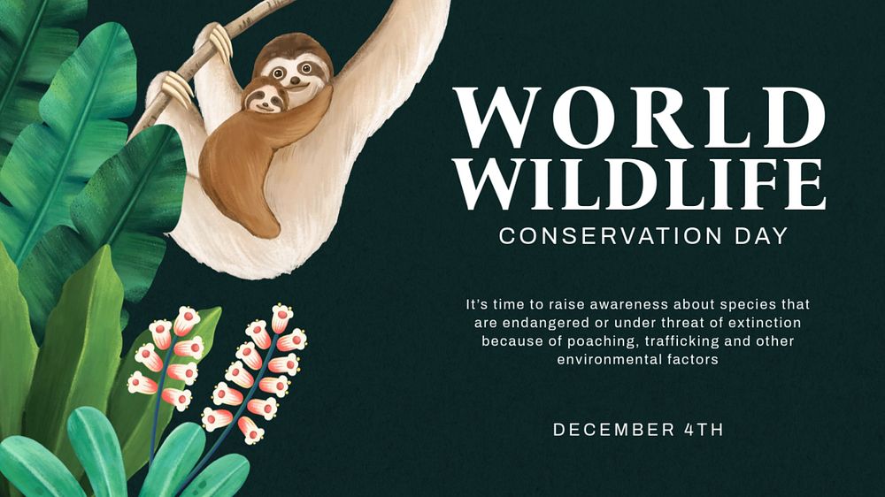 Wildlife conservation blog banner template, editable hand-drawn nature