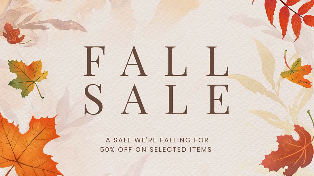 Fall sale blog banner template, editable text