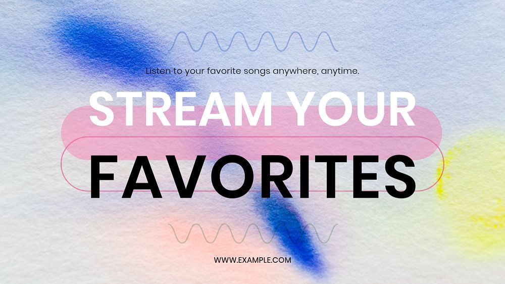 Streaming music blog banner template with colorful background, editable design