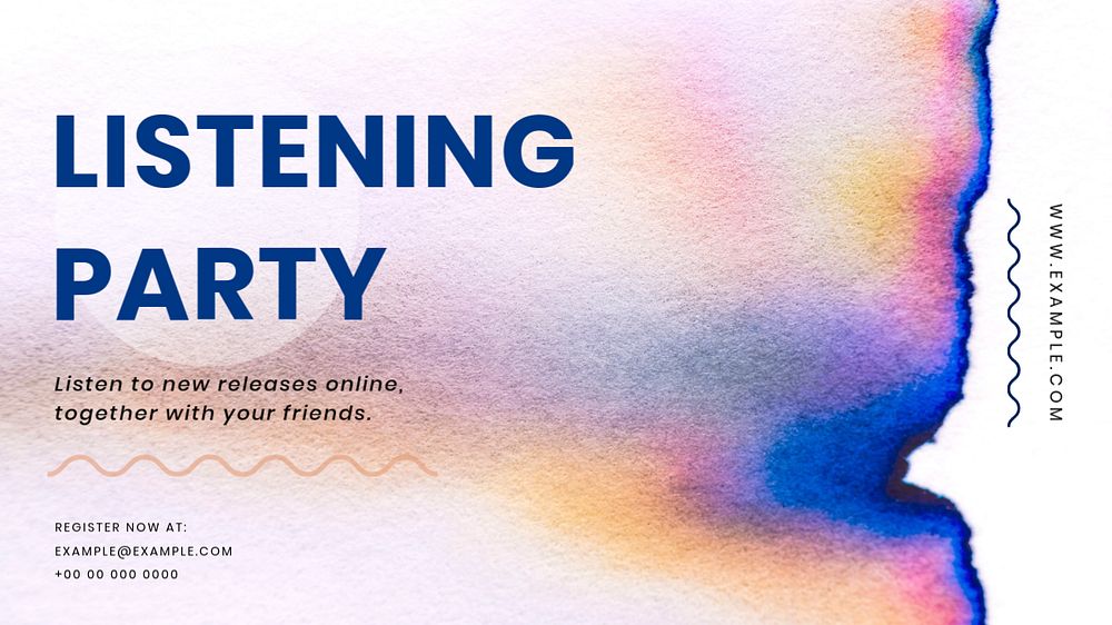 Music party blog banner template with colorful background, editable design