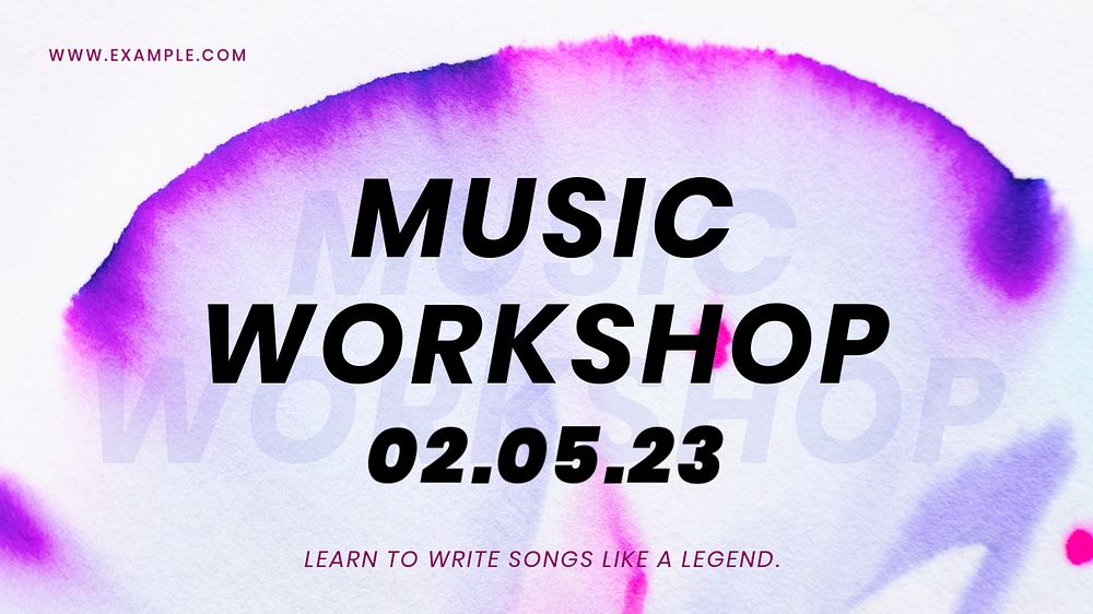 Music workshop blog banner template with abstract background, editable design