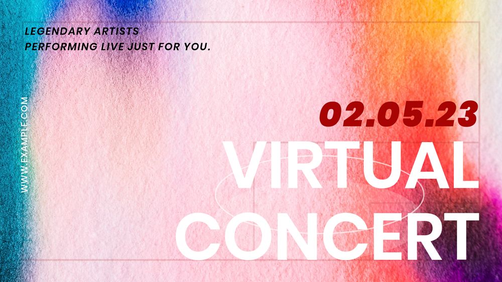 Virtual concert blog banner template with colorful background, editable design