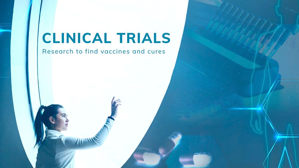 Clinical trials science Facebook cover template, editable design