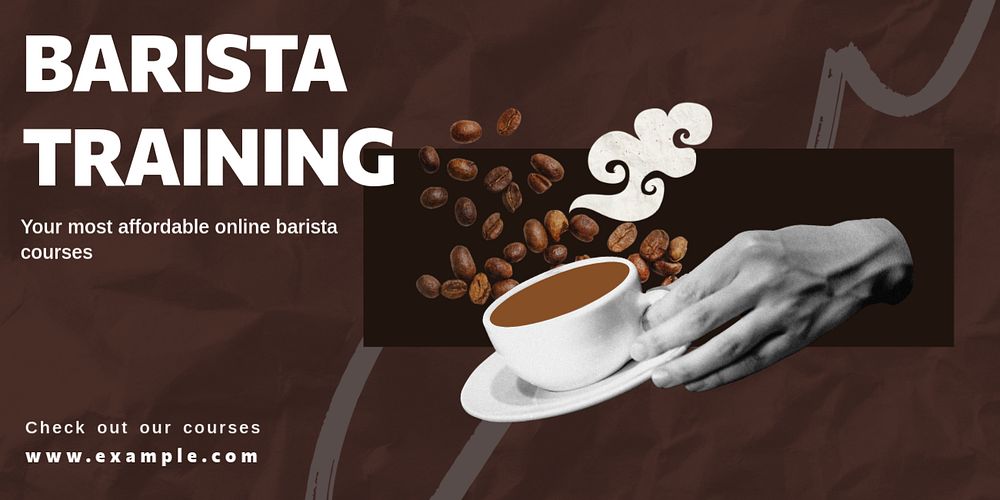 Barista courses Twitter post template, editable collage remix