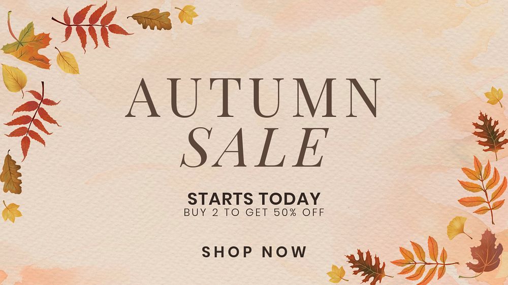 Fall sale blog banner template, editable text