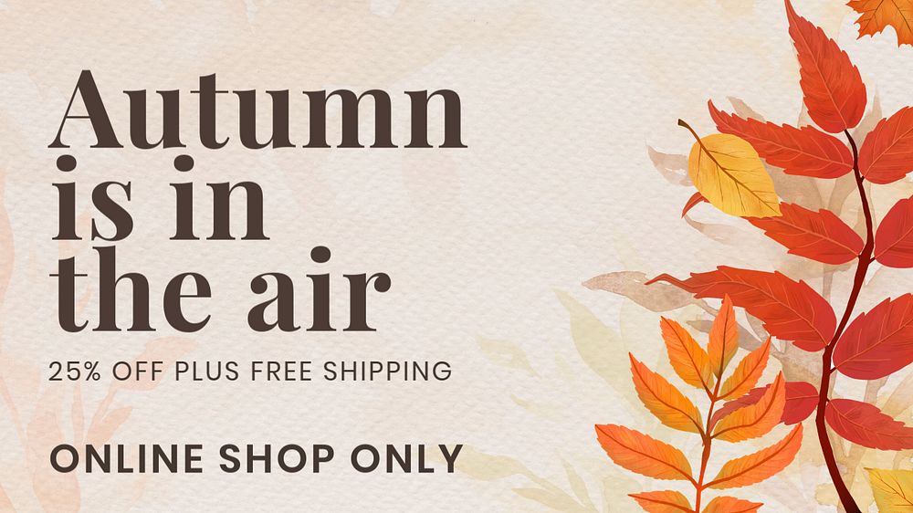 Autumn sale Facebook cover template, editable text