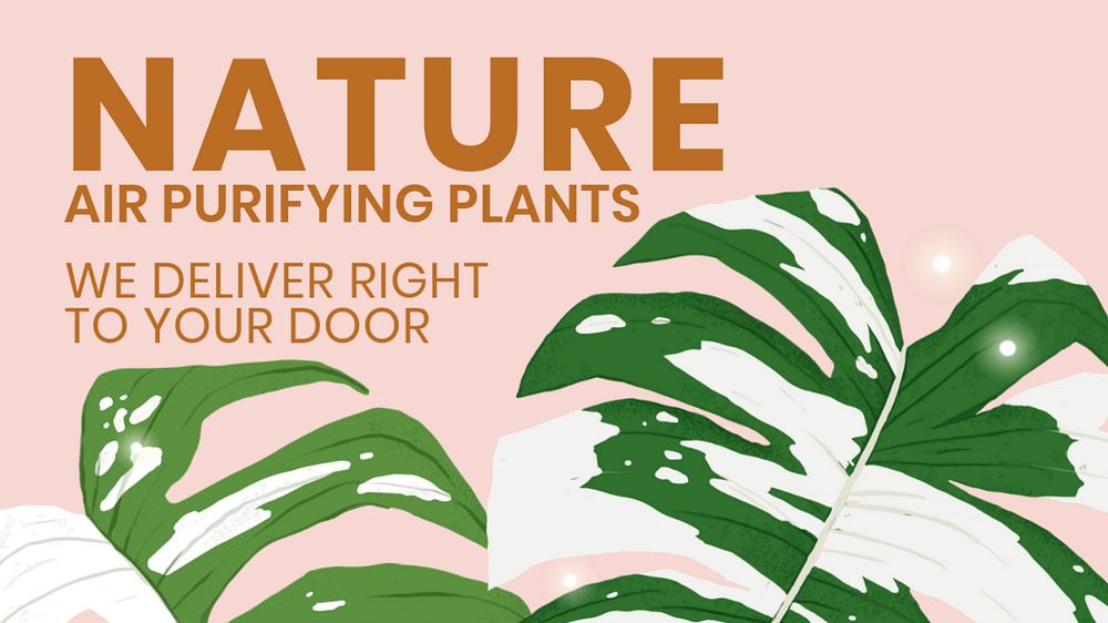 Plant shop  blog banner template, editable design