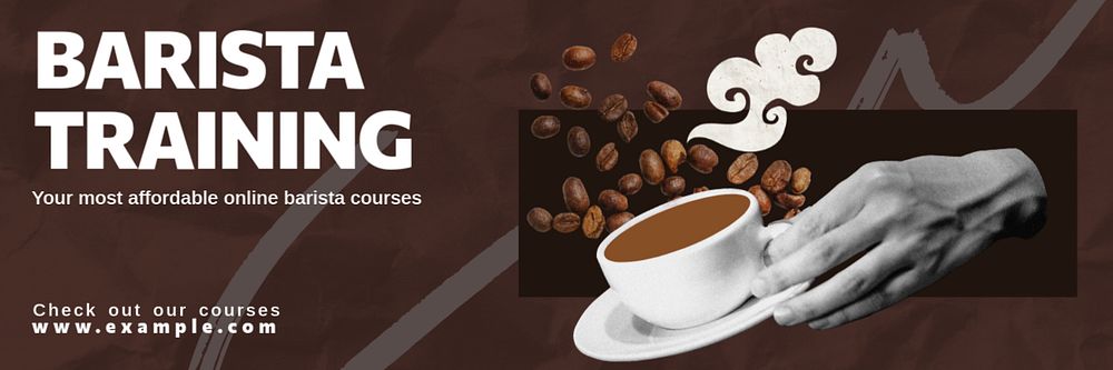 Barista classes Twitter header template, editable collage remix