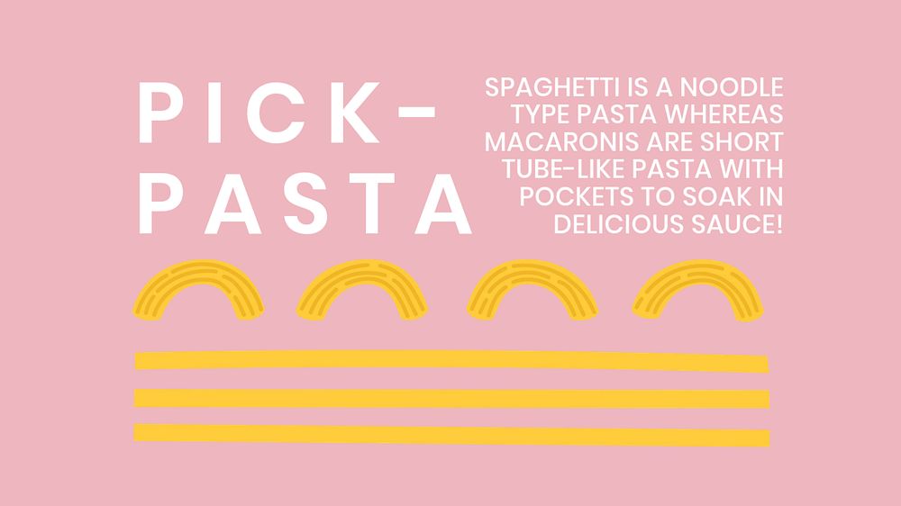 Cute pasta blog banner template, pink editable design