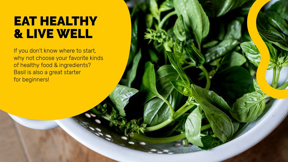 Eat healthy Facebook cover template, editable text