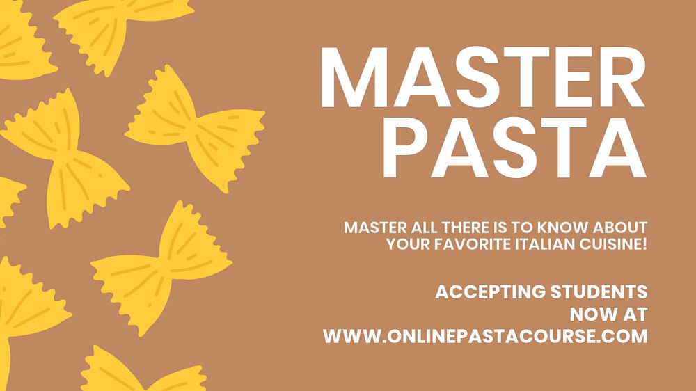 Master pasta blog banner template, cute editable design