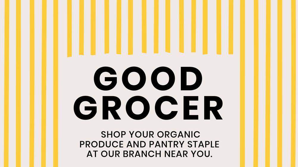 Grocery store blog banner template, cute editable design