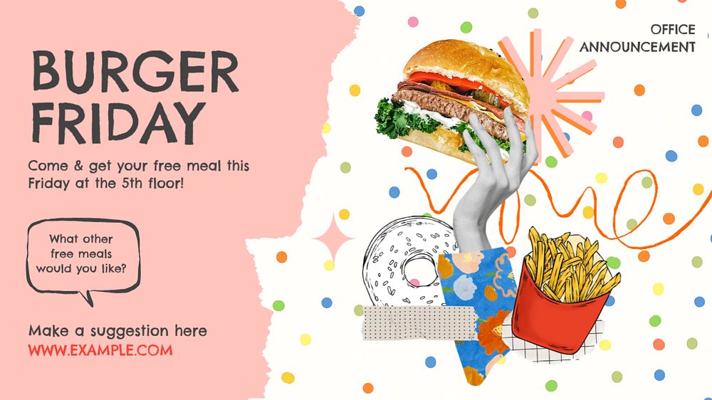 Burger Friday blog banner template, editable collage remix